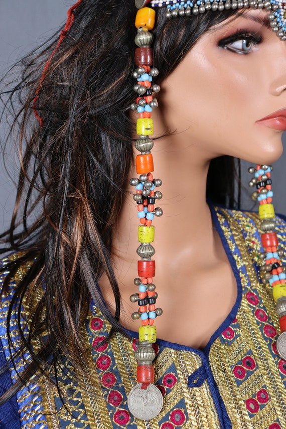 Antique Handmade Vintage Glass Beads Nomadic Afghan Tribal Dancing