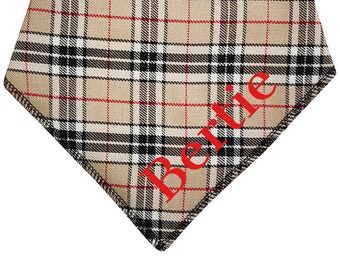 Spoilt Rotten Pets Red Tartan Scottish Royal Stewart Kilt Dog Bandana Any Name Custom Printed Personalised Pet Gift Accessory Scarf Dog Cat