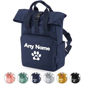 Spoiled Rotten Pets Roll Top Rucksack, Rucksack Haustier Zubehör Tasche, Hunde- oder Katzenbesitzer Übernachtung oder Reisetasche Personalisierte & Farbwahl
