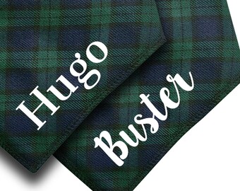 Spoilt Rotten Pets Red Tartan Scottish Royal Stewart Kilt Dog Bandana Any Name Custom Printed Personalised Pet Gift Accessory Scarf Dog Cat