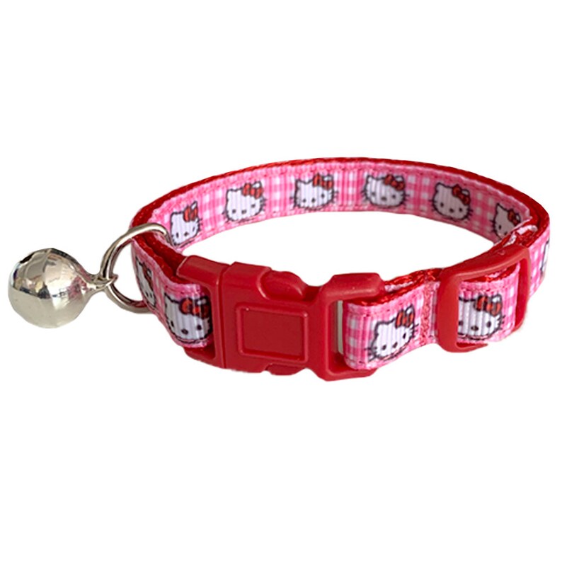 Hello Kitty Gingham Pink Cat Collar Safety Buckle Handmade In Etsy
