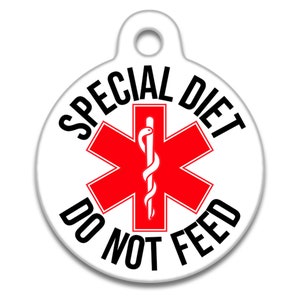 Spoilt Rotten Pets Special Diet Do Not Feed Dog Cat Pet Identity Tag Custom Printed Personalised Name & Contact Details