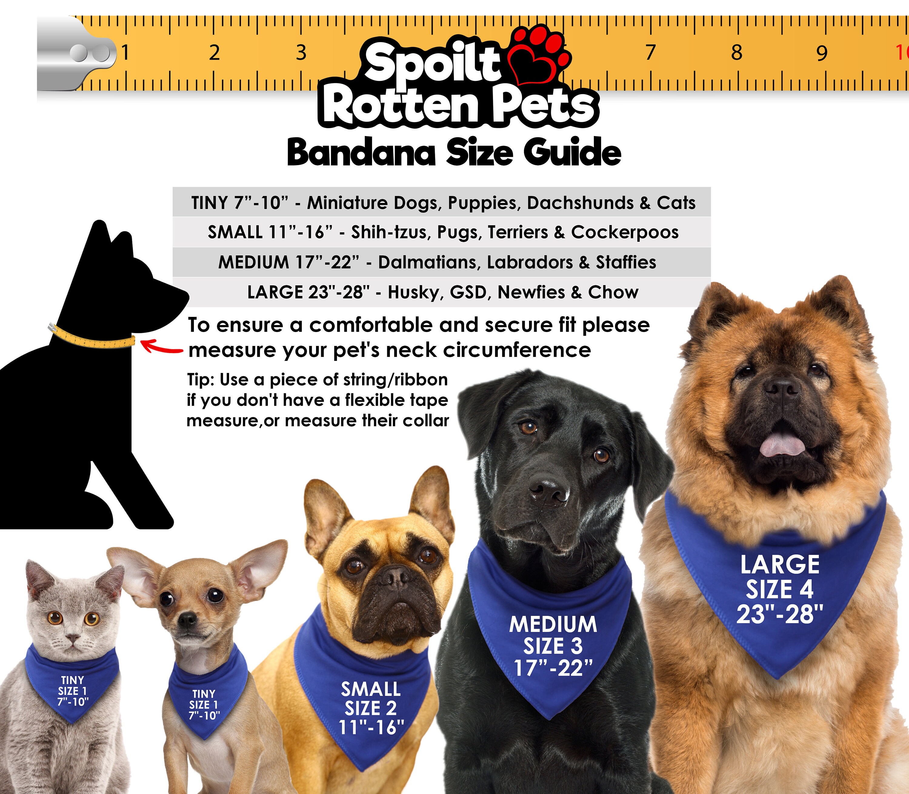Neckerchief Scarf Dog & Cat Fancy Dress Spoilt Rotten Pets Blue Mischief Managed Dog or Cat Bandana Four Sizes