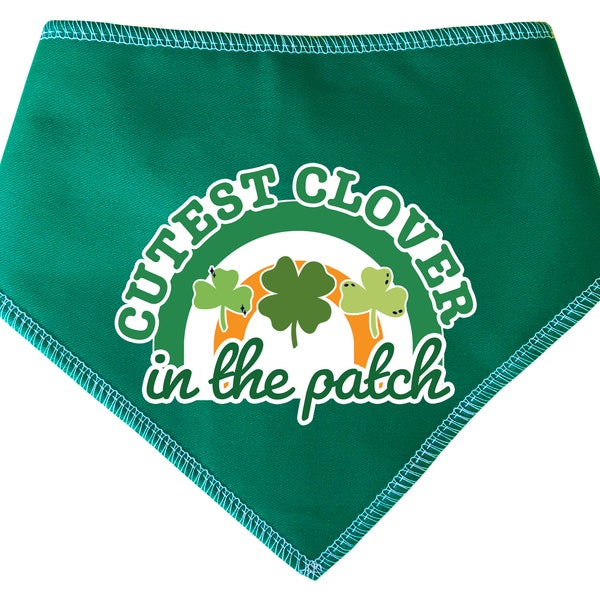 Spoilt Rotten Pets Cutest Clover In The Patch Green Shamrock Happy St Patrick's Day Ireland Irish Dog Cat Bandana 4Sizes Neckerchief Scarf