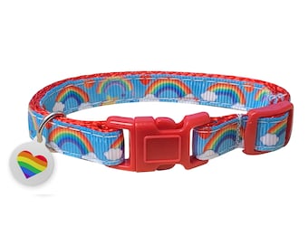 Spoilt Rotten Pets Rainbow Cloud Cat Collar Safety Buckle Handmade In The United Kingdom Kitsch For Kawaii Cats & Kitties
