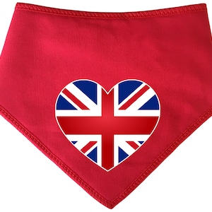 Spoilt Rotten Pets Heart Union Jack Jubilee Queens Celebration Style Dog Bandana 4 Sizes 6 Colours Dog Father&#39;s Day Dog Gift Puppy Dogs Cats