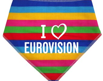 Verwend Rotten Pets I Love Eurovisie Hart Rainbow Pride Stripe Fun Dog Bandana 4 maten 6 kleuren Hondensjaal Hond Fancy Dress Eurovisie Party