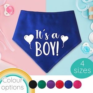 Mascotas podridas mimadas &#39;Es un niño&#39; 4 tamaños 6 colores- Baby Shower, género revelar perro o gato Bandana cuatro tamaños, pañuelo, bufanda