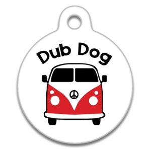 Spoilt Rotten Pets Red Camper Van Dog Cat Pet Identity Tag Custom Printed Personalised Name & Contact Details