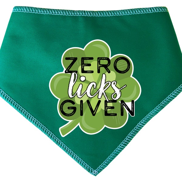 Spoilt Rotten Pets 'Zero Licks Given' Green Happy St Patrick's Day Ireland Irish Dog Cat Bandana 4 Sizes Neckerchief Scarf Dublin Irish Day