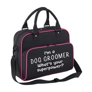 Spoilt Rotten Pets &#39;I&#39;m A Dog Groomer What&#39;s Your Superpower&#39; Holdall Pets Accessory Holdall, Gift For Dog Cat Travel Bag 4 Colours