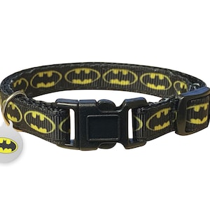 Spoilt Rotten Pets Batcat Black & Yellow Cat Collar With Black Safety Buckle Handmade In The United Kingdom
