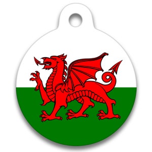 Spoilt Rotten Pets Wales Dragon Flag Dog Cat Pet Identity Tag Custom Printed Personalised Name & Contact Details
