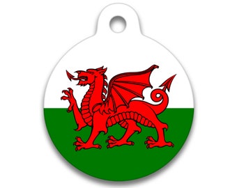 Spoilt Rotten Pets Wales Dragon Flag Dog Cat Pet Identity Tag Custom Printed Personalised Name & Contact Details