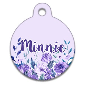 Spoilt Rotten Pets Lilac Flowers Dog Cat Pet Identity Tag Custom Printed Personalised Name & Contact Details