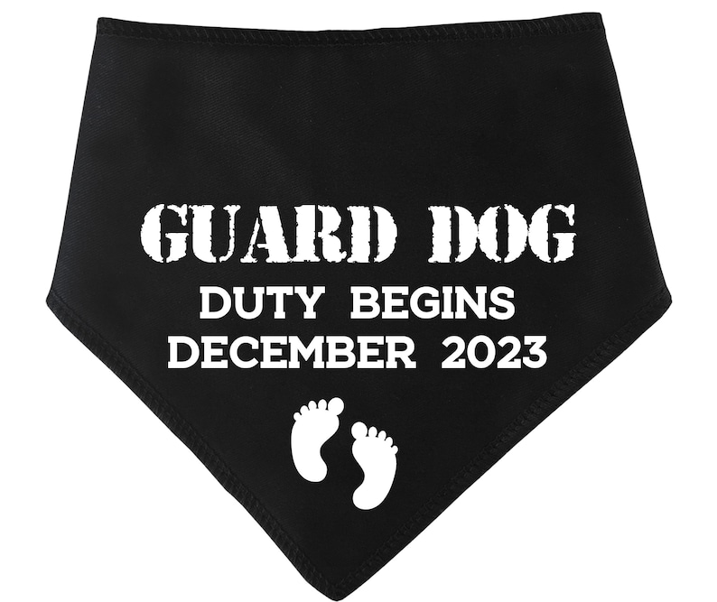 Scarf Baby Shower Spoilt Rotten Pets /'Guard Dog/' Personalised With Any Date 4 Sizes 6 Colours Gender Reveal Dog or Cat Bandana Four Sizes