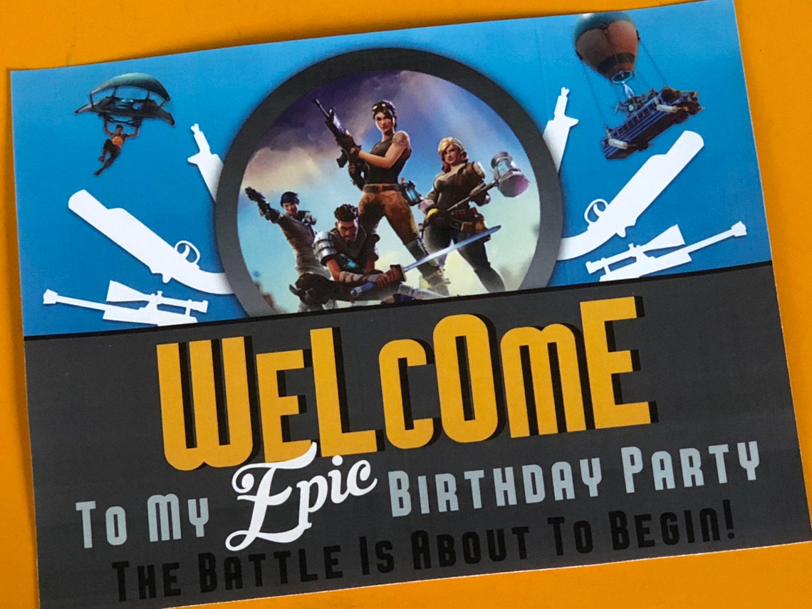 Fortnite party sign Fortnite birthday partyprintable Etsy