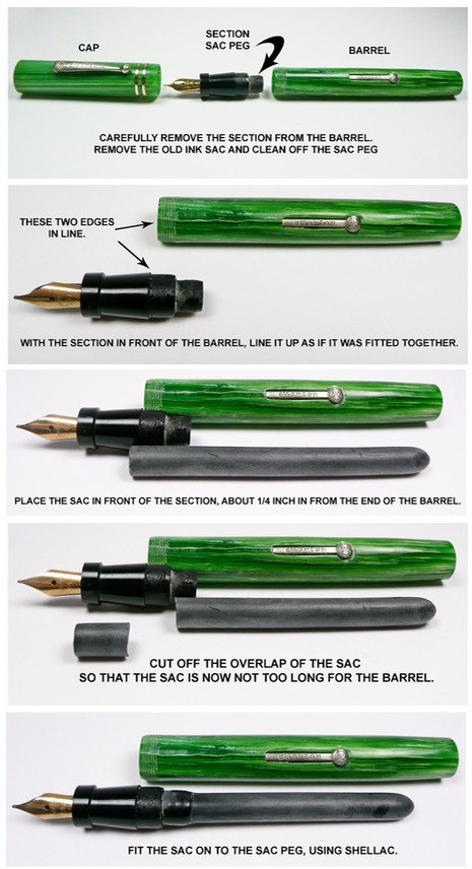 2 Fountain pen Ink Sacs / Bladders Assorted Sizes Etsy