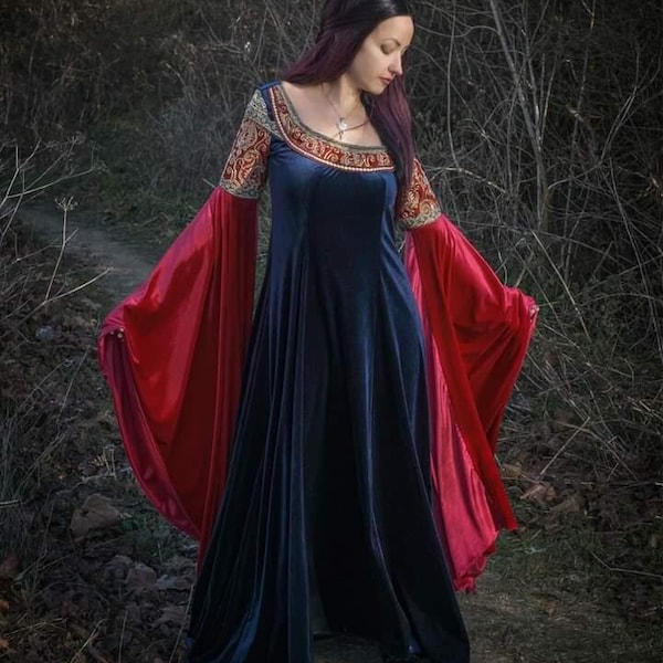 Fantasy reenactment, Elven dress, Blood Red Dress, Arwen, Pagan, Handfasting dress, Renfaire, Fantasy,cosplay, Medieval dress, Costume, Larp