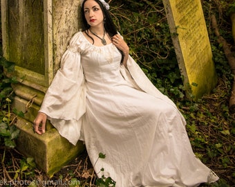 Vestido de Ofelia, Prerrafaelita, Vestido de abrazo, Waterhouse, Vestido medieval, Hada, Elfo, Renacimiento, Vestido pagano, Larp, Boda élfica