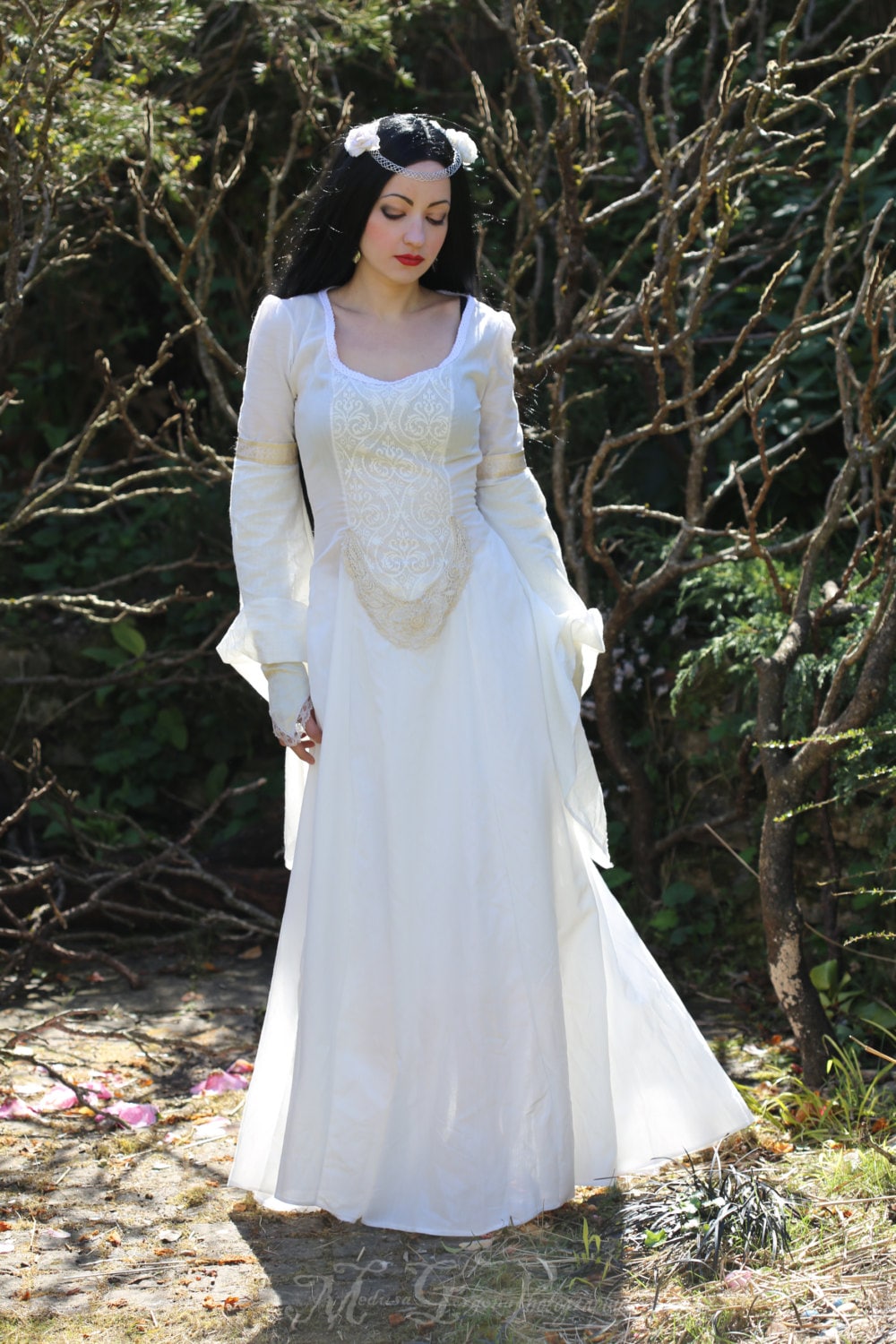 Lady of Shalott Dress, Pre Raphaelite Dress, Waterhouse, Medieval Dress, Pagan Wedding, Fantasy Gown, Handfasting, Fairytale, Gothic