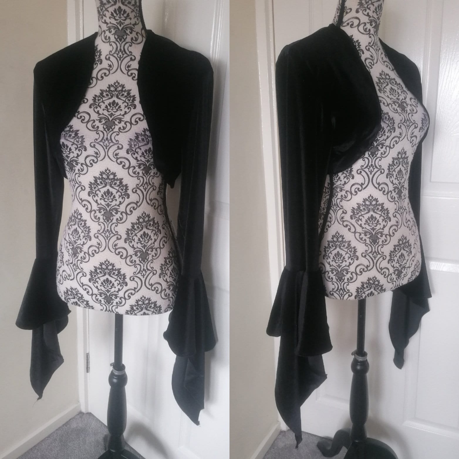Belinda bolero, gothic top, bell sleeves, vampire, batwing, goth, Pagan, shrug, cape, gothic, bolero, Victorian, fantasy, spooky, velvet