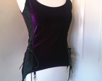 Pinella Top, *all colours* Goth, Metal, Festival, Trad Goth, Gothic, Rock, Velvet, Lace, D Rings, Corset, Steampunk, Whitby, 90s, Punk