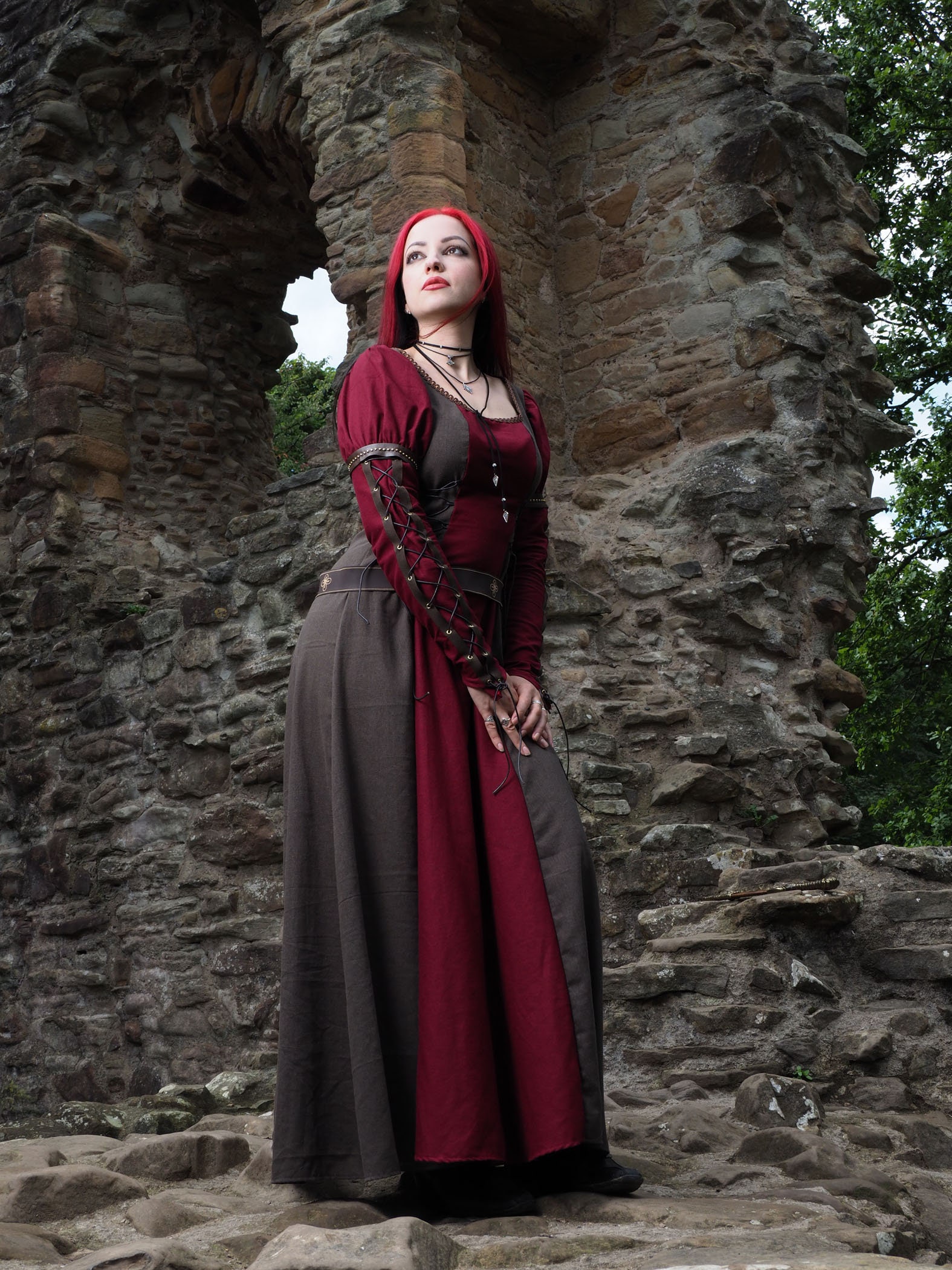 Vestido medieval mujer, ropa larp, recreación medieval, vestido de lino  medieval, regalo de Navidad -  México