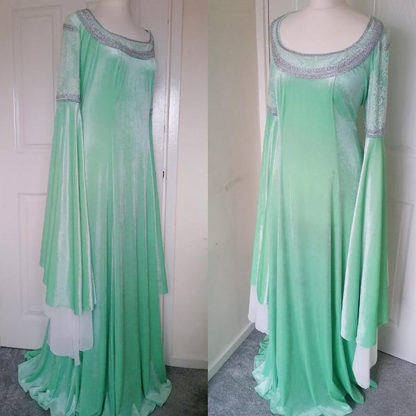 Fantasy, reenactment, Arwen Coronation Dress, Elven, Medieval, Cosplay, Larp, Renfaire, Renaissance, Costume, Raphaelite, Pagan, Handfasting