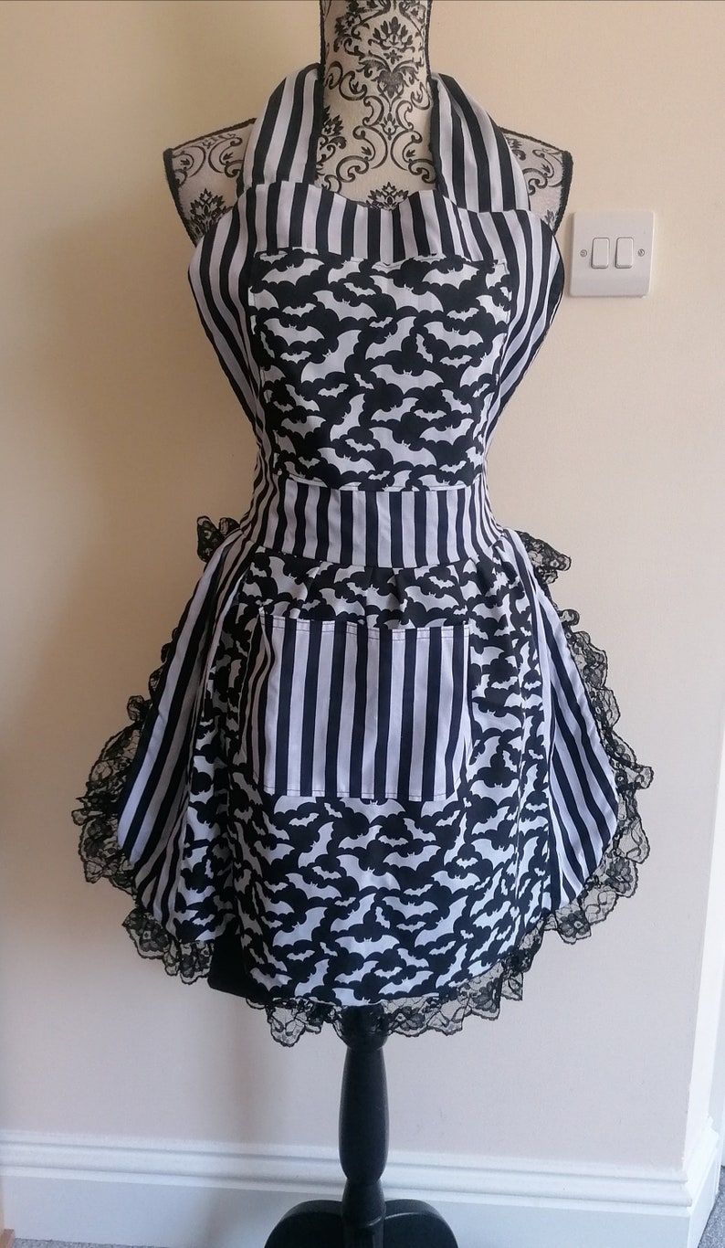Goth Apron Rockabilly Apron Retro Pin Up Kitchen Witch - Etsy