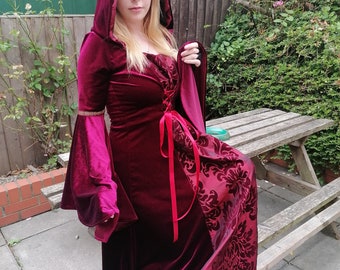 Abito da foresta, altre opzioni di colore, Elfico, Pagano, Abito medievale, Rinascimentale, Costume da cosplay, Abito da handfasting, Pagano, Larp, Rievocazione storica