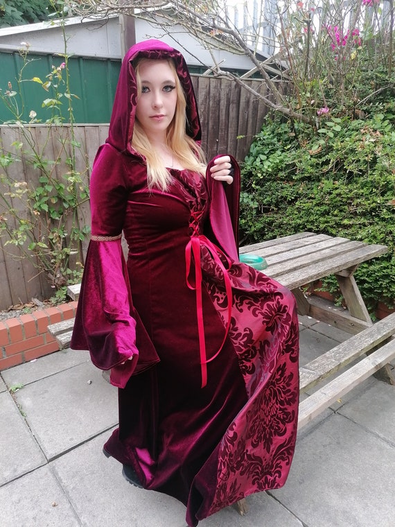 Vestido Medieval Con Capucha Para Mujer – Manga Larga, Largo, Estilo Gótico Renacentista, Incluye Cinturón, Ideal Para Cosplay Y Halloween