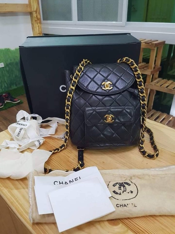 Black Chanel Lambskin Duma Backpack