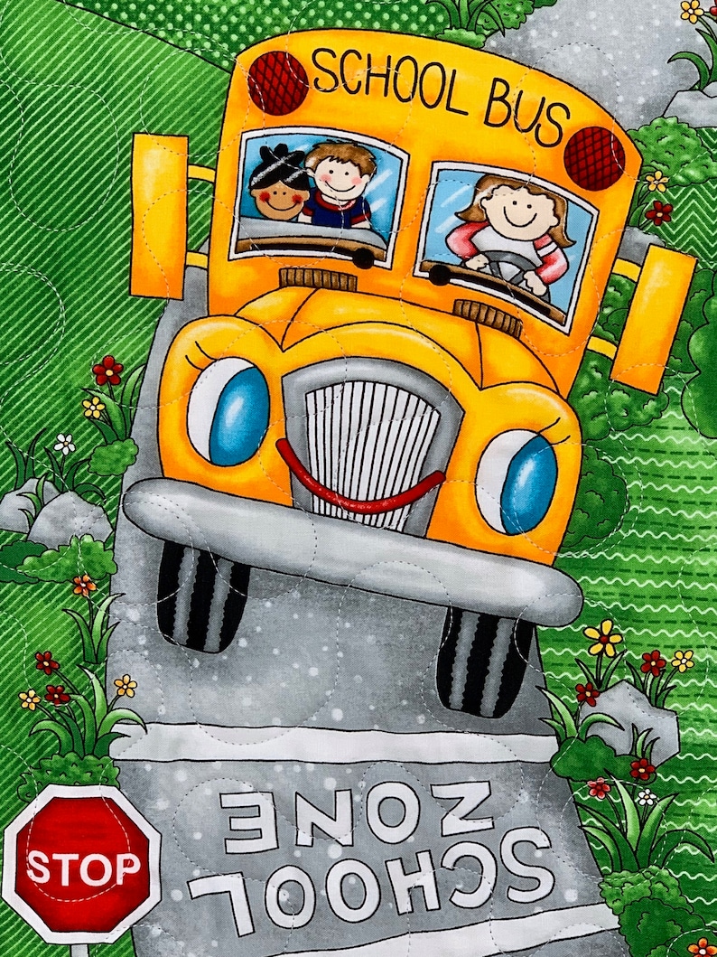 Handmade kid gift. Children Quilt boy or girl I-spy school theme quilt happy kids going back to school quilt 100/% cotton