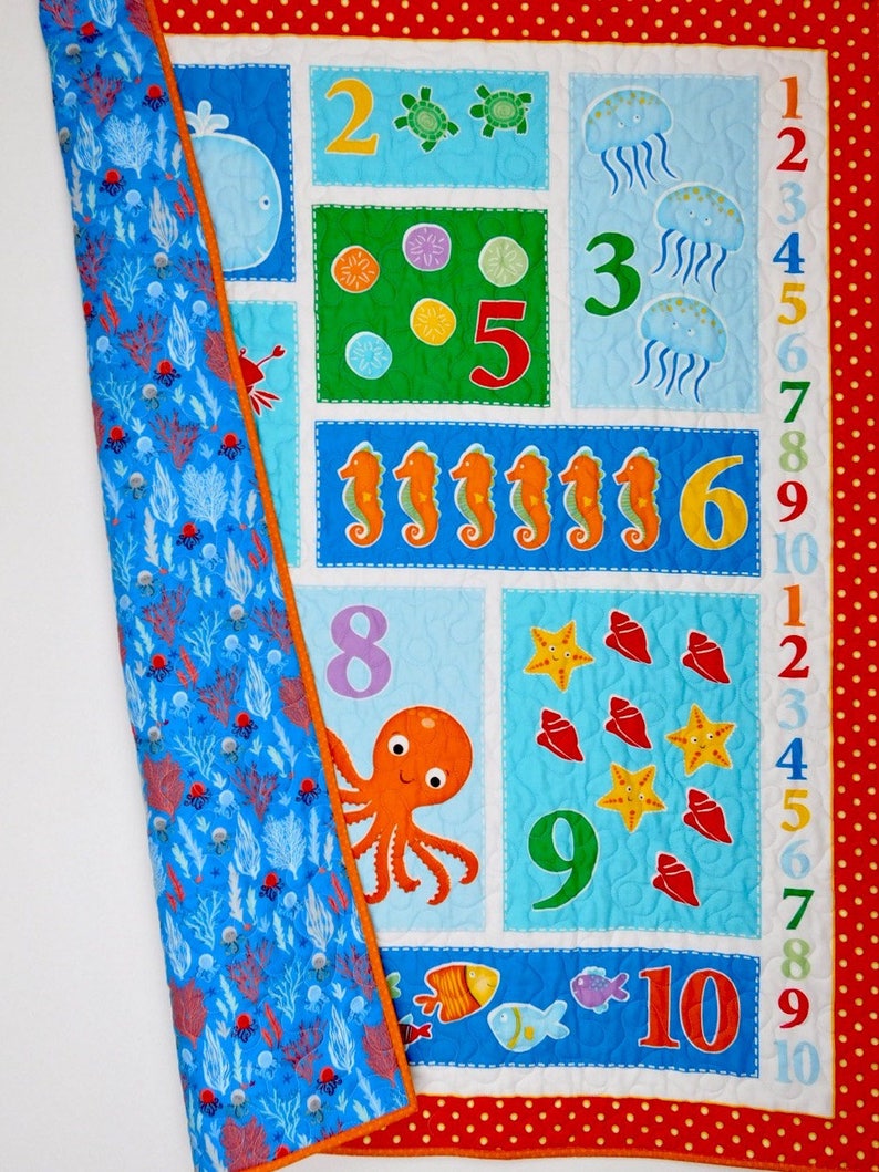 Play and learn neutral gender baby gift gift for baby or toddler. colorful nursery bedding Nautical crib quilt Baby Quilt