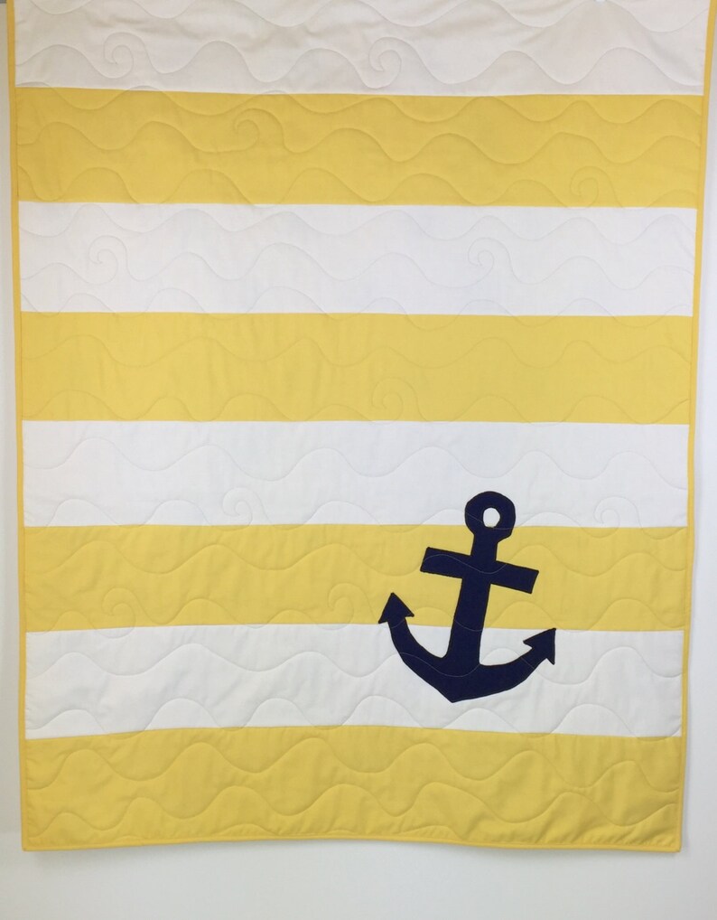 Yellow Nautical Baby Quilt nautical baby bedding Yellow Etsy