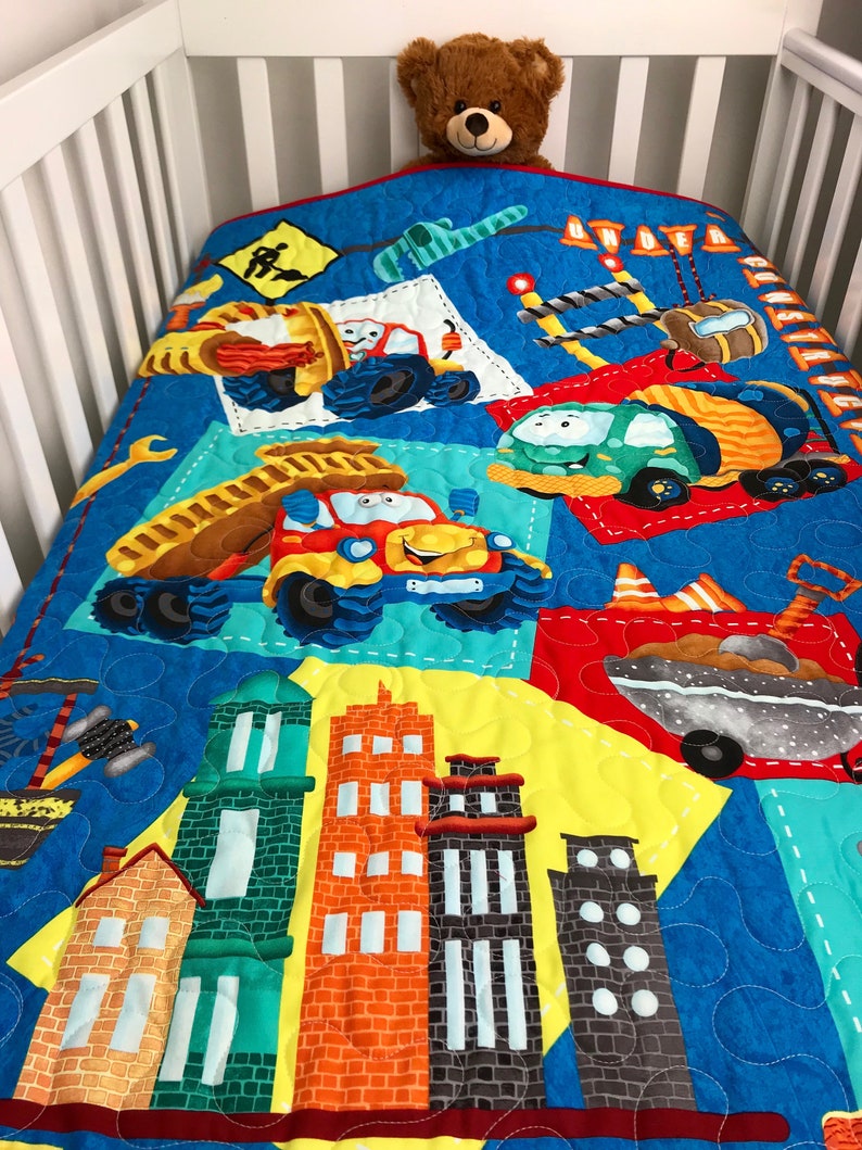 Construction Quilt Kids Quilt Construction Theme Bedding Etsy