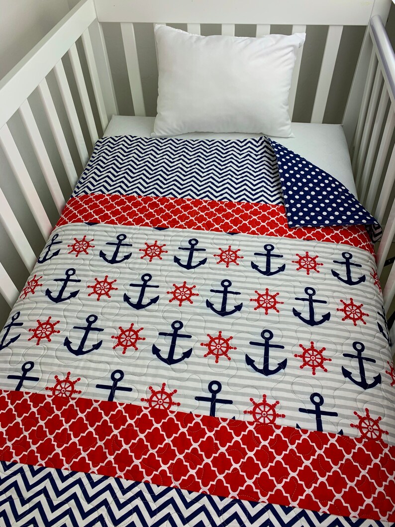 Nautical Baby Quilt Nautical Nursery Nautical Baby Bedding Etsy