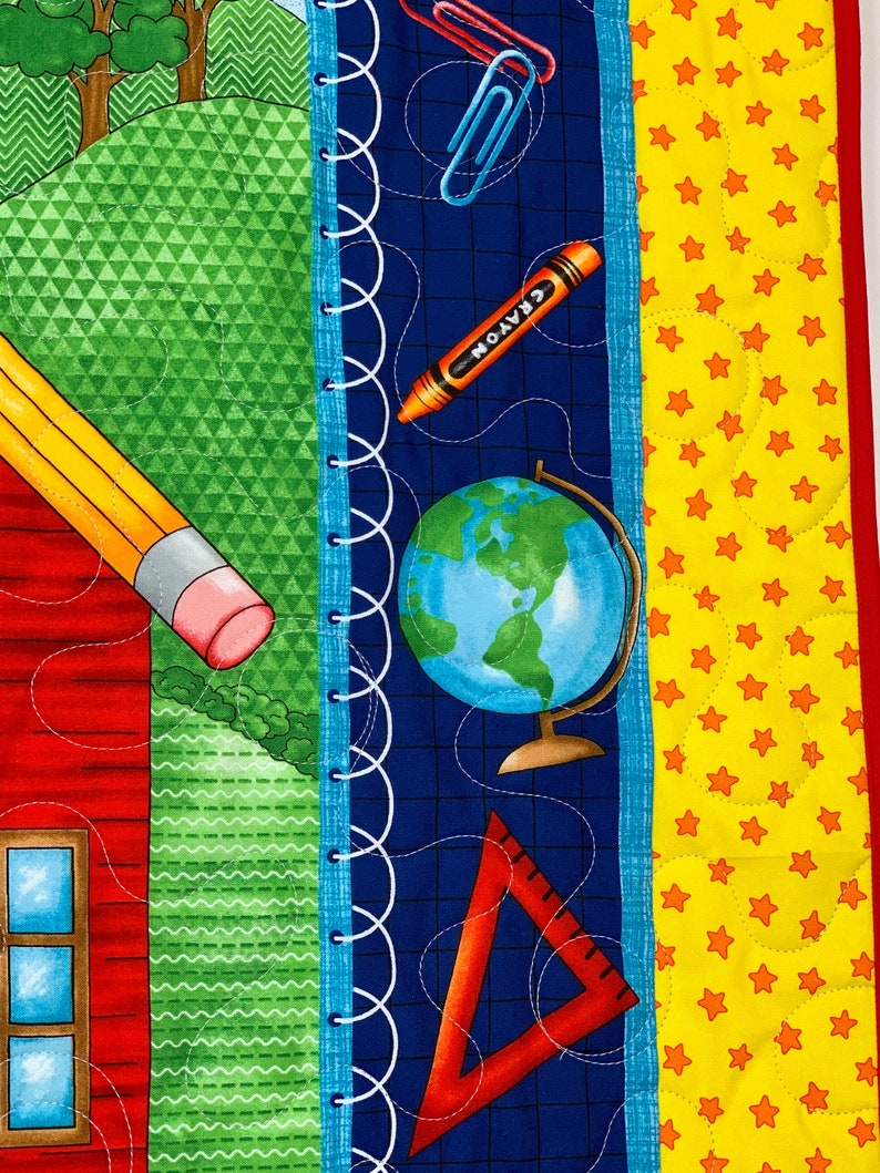 Handmade kid gift. Children Quilt boy or girl I-spy school theme quilt happy kids going back to school quilt 100/% cotton