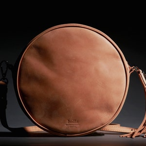 Round Crossbody Bag - Leather Purse - Tassel Handbag - Ladies Small Purse - Evening Bag - Genuine Leather Clutch - Anniversary Gift