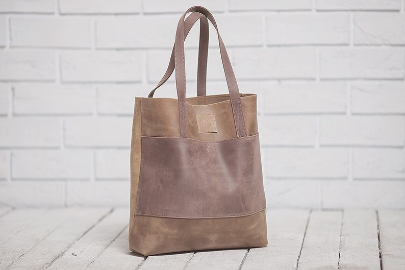 Wife gift Shopper bag Brown leather bag Leather tote bag Shoulder bag Women leather bag Girlfriend gift
