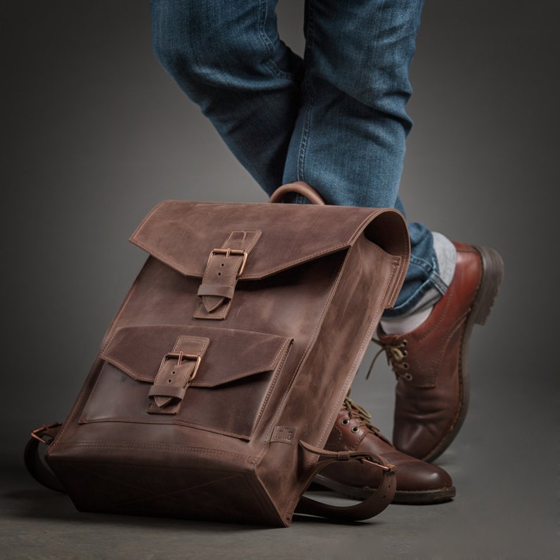 LEATHER BACKPACK BROWN Leather backpack men Leather backpack Etsy