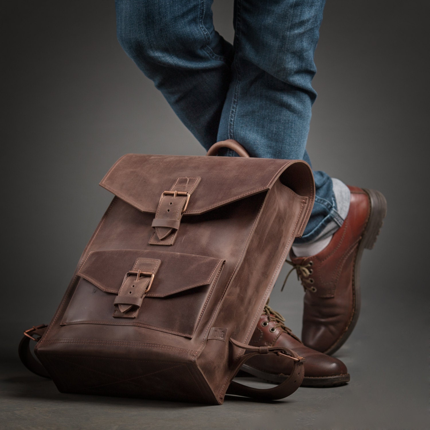 LEATHER BACKPACK BROWN Leather backpack men Leather backpack Etsy