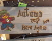 Rustic Halloween Wood Sign Scarecrow