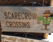 Rustic Halloween Wood Sign Scarecrow