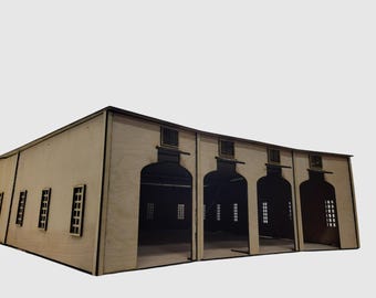 O Scale 4 Stall Roundhouse - Model railroad train kit building