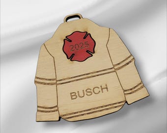 Personalized Fire Fighter Jacket Christmas Ornament