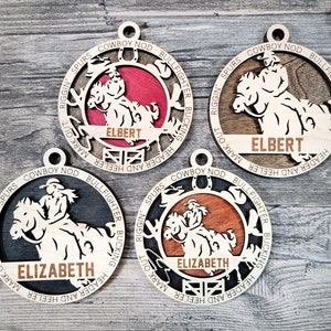 Personalized Rodeo Horse Riding Christmas Ornament
