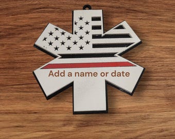 Personalized Paramedic Thin Red Line Christmas Ornament First Responder