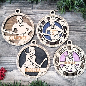Personalized Field Hockey Christmas Ornament